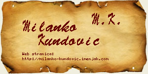Milanko Kundović vizit kartica
